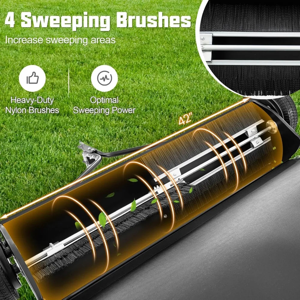 Clear Your Lawn in Half the Time with This Heavy-Duty Tow-Behind Sweeper