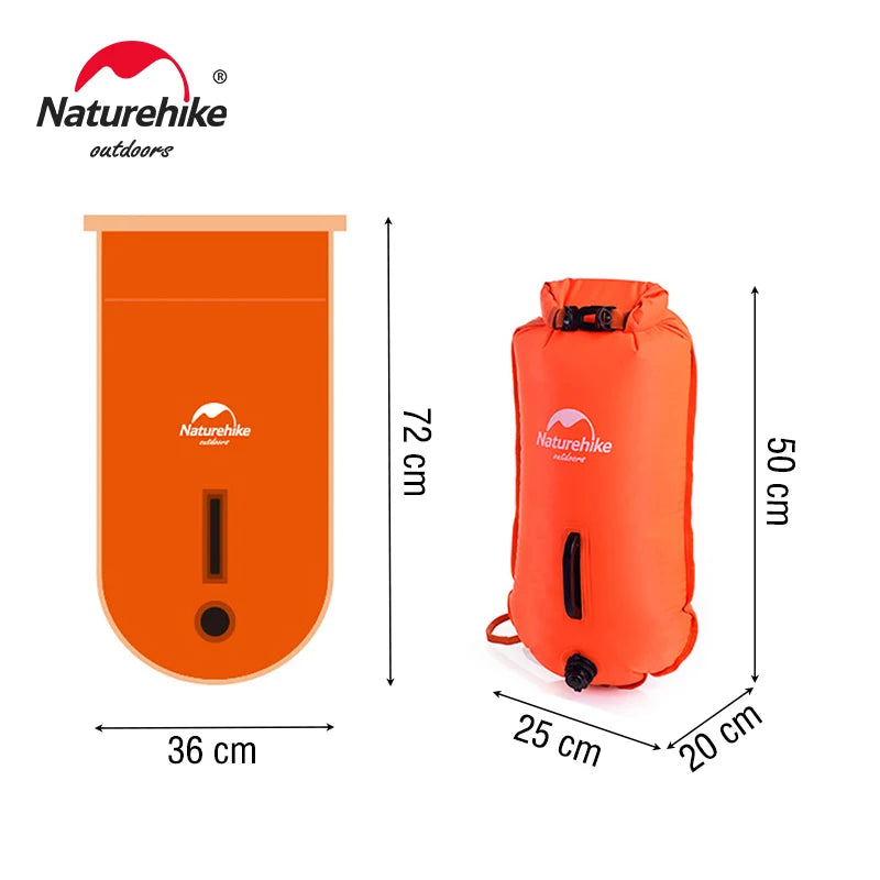 Naturehike 28L Inflatable Swim Buoy Dry Bag – Waterproof Float with Dual Airbags & Adjustable Belt