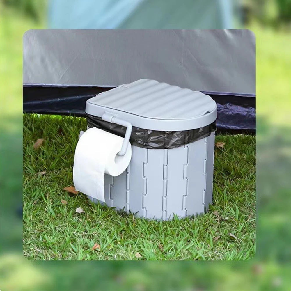 Portable Folding Travel Toilet with Lid – Compact Emergency Toilet for Camping, Cars & Outdoors