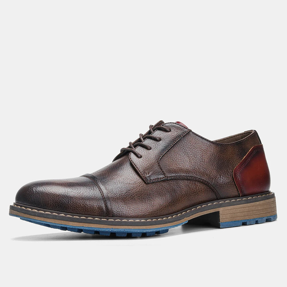 Retro Men’s Derby Shoes – Casual Leather Dress Shoes with Classic Lace-Up Style