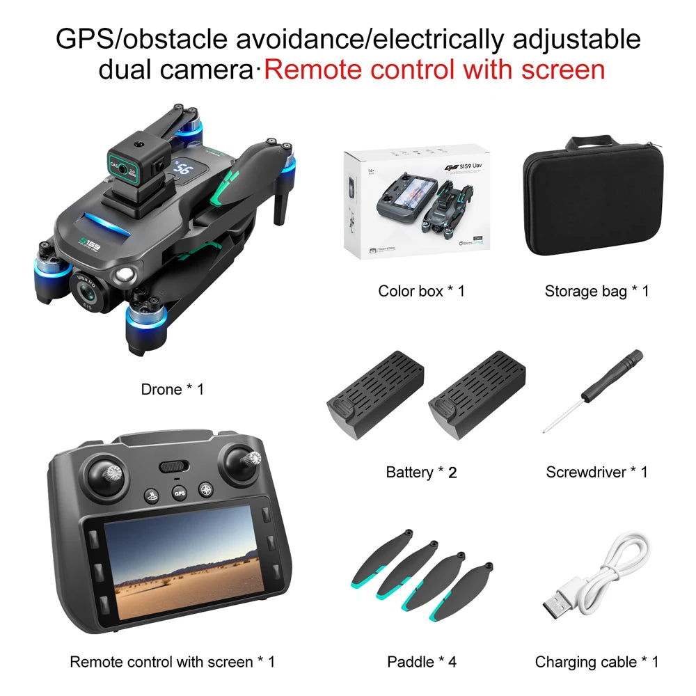 2025 Long-Endurance GPS Drone – Dual Cameras, 5.9" LCD Remote, Brushless Motor & Obstacle Avoidance (2 Batteries, 45min Flight)