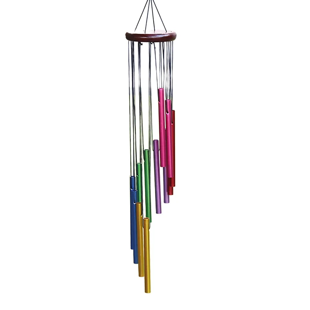 Outdoor Garden Wind Chime 12 Hollow Metal Tubes Hanging Metal Pipe Wind Chimes Bells Balcony Outdoor Yard Garden Home Decoration