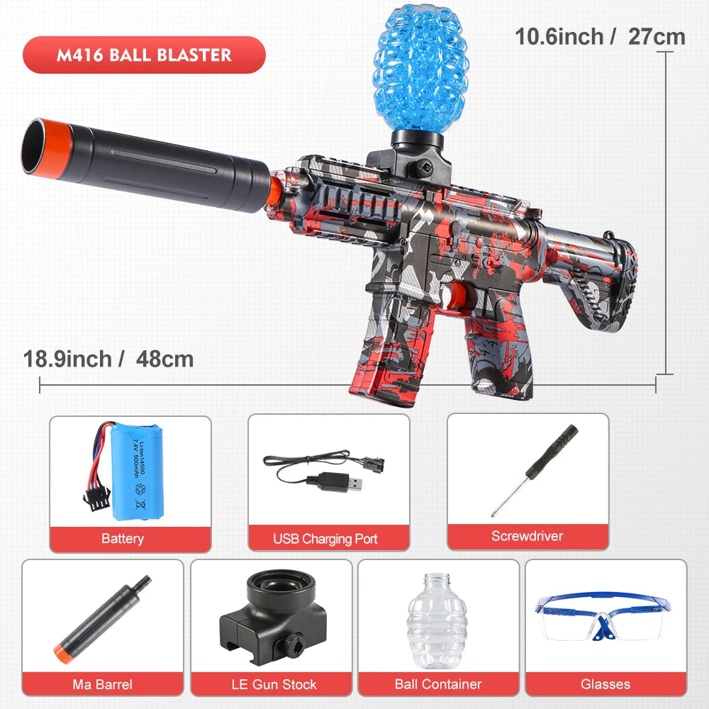 🔫 M416 Electric Ball Blaster Toy Gun
⚡ High-Speed • Metallic Finish • Rechargeable Power