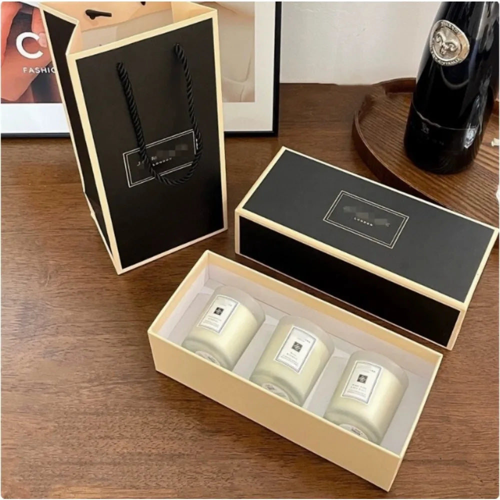 3-Piece Aromatherapy Candle Set – Smokeless Indoor Candles with British Pear & Blue Wind Chime Scents, Perfect Gift Set