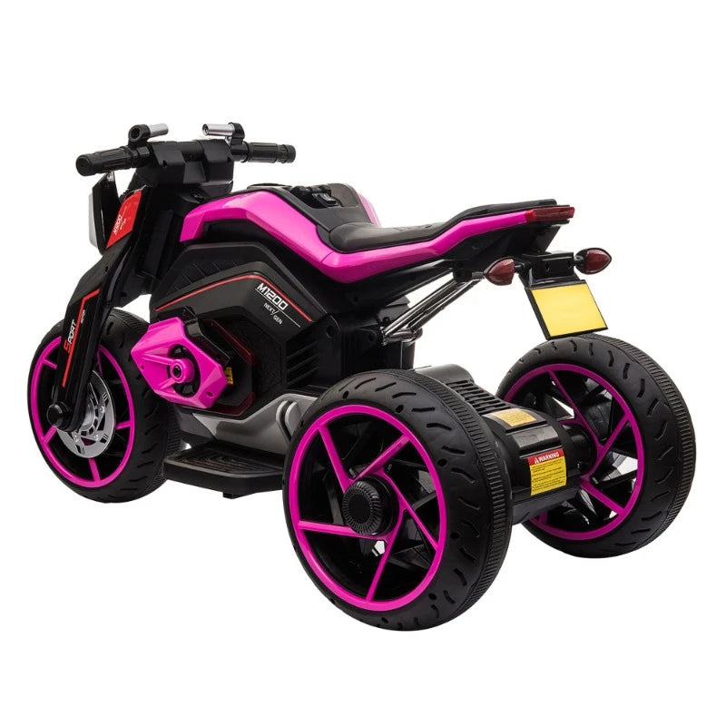 12V Three-Wheel Ride-On Motorcycle for Kids (Rosy Pink) Electric Motorbike with Horns, LED Lights – Perfect Gift for Ages 3–8
