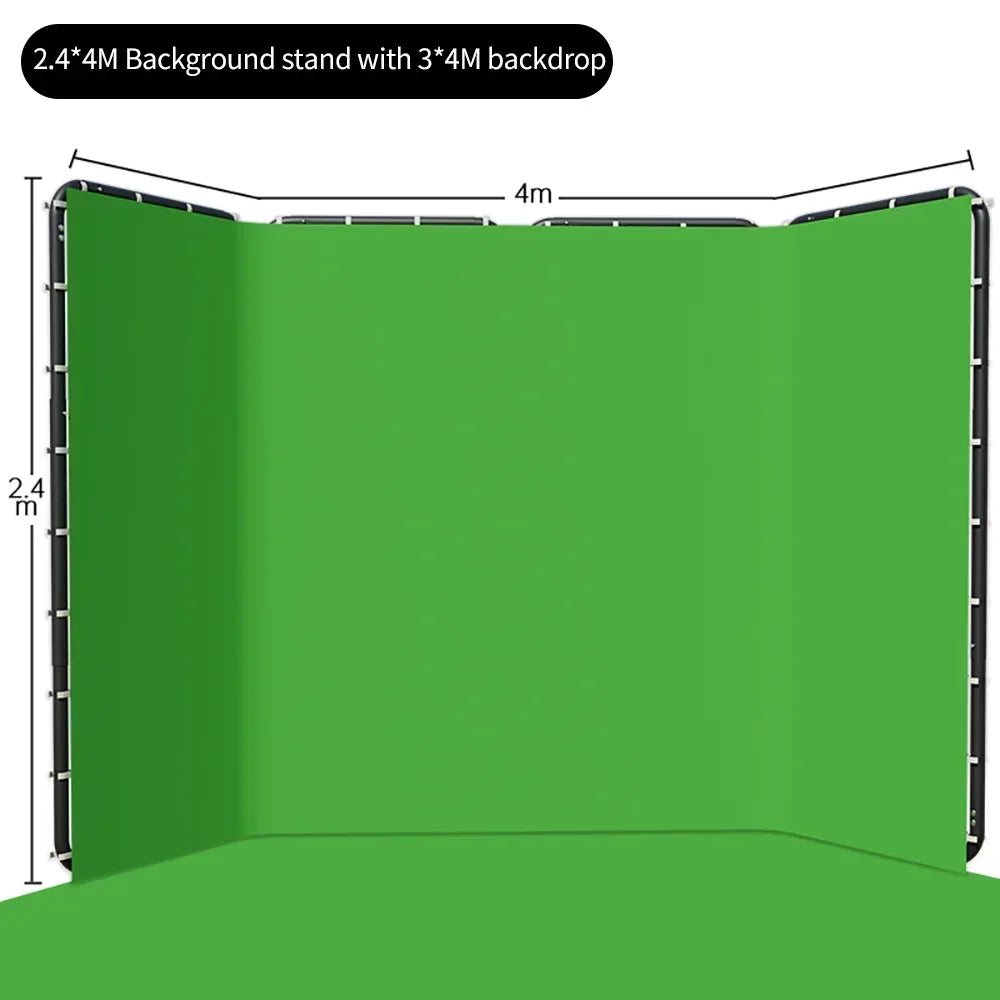 šø SH 2.4x4M Photography Background Stand with Green Screen ā Studio-Grade Backdrop Support Kit