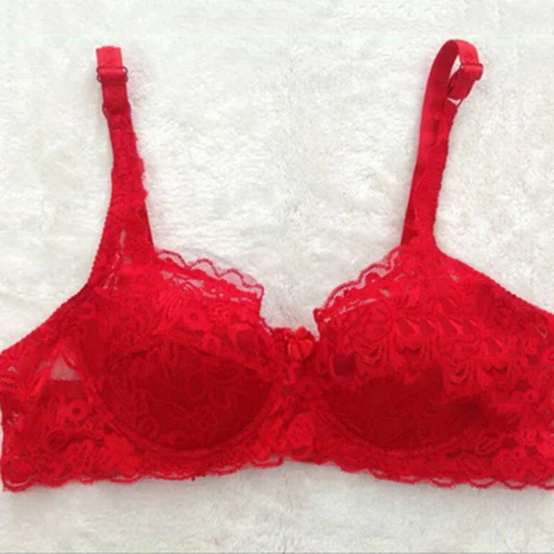 Sexy Floral Lace Push-Up Bra – Women’s Thin Summer Lingerie, Breathable Solid Color Comfort Brassiere