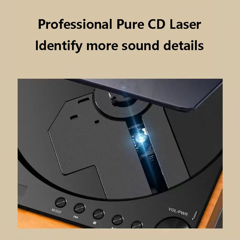 HiFi Wooden CD Player with Bluetooth 5.1 – USB Lossless Playback, Digital Optical Output, Infrared Remote Control