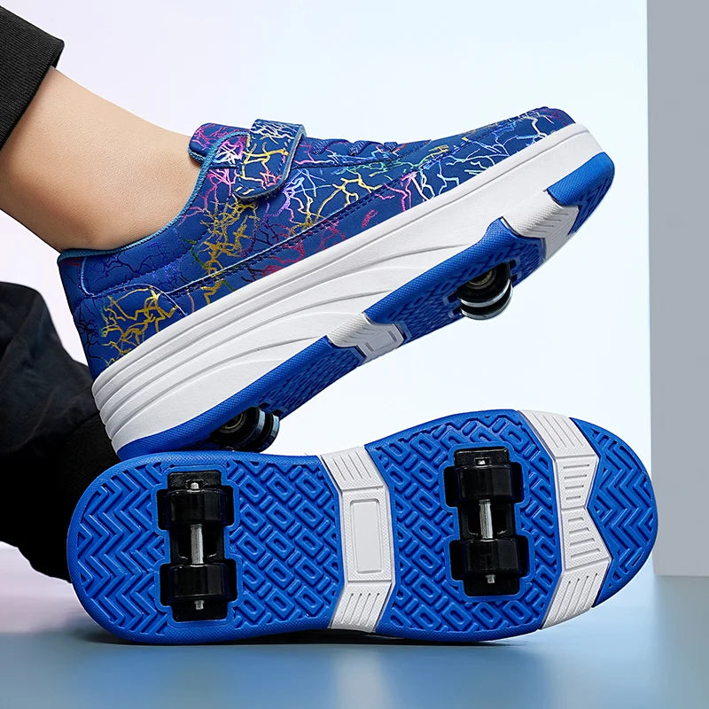 πΌ 4-Wheel Dual-Use Roller Skates Sneakers β Detachable Wheels | Speed Skates for Boys & Girls | Stylish Sports Shoes with Hidden Wheels