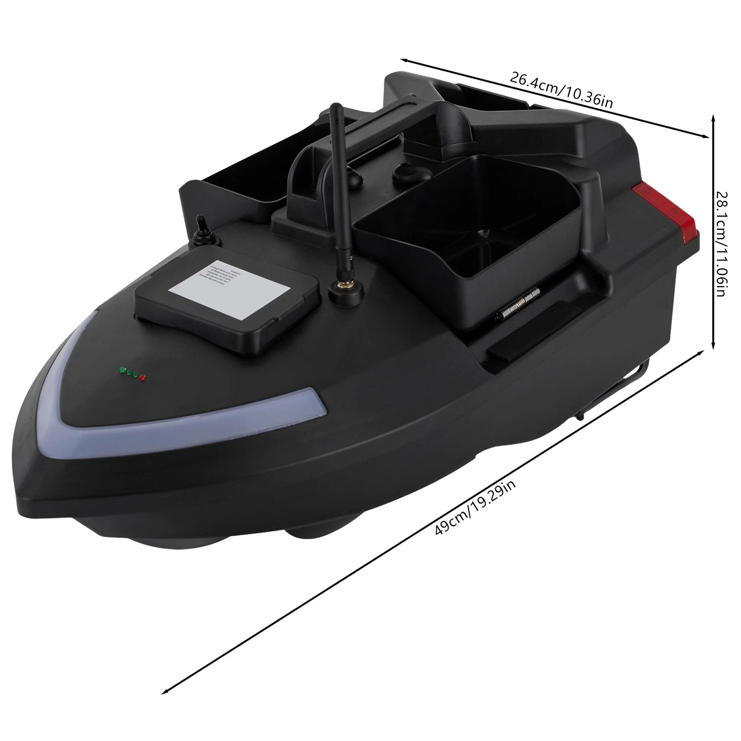 Rechargeable GPS Bait Boat 40 Positioning Points 500m Remote Control Fishing Bait Thrower Boat with 1 Battery and 1 Charger
