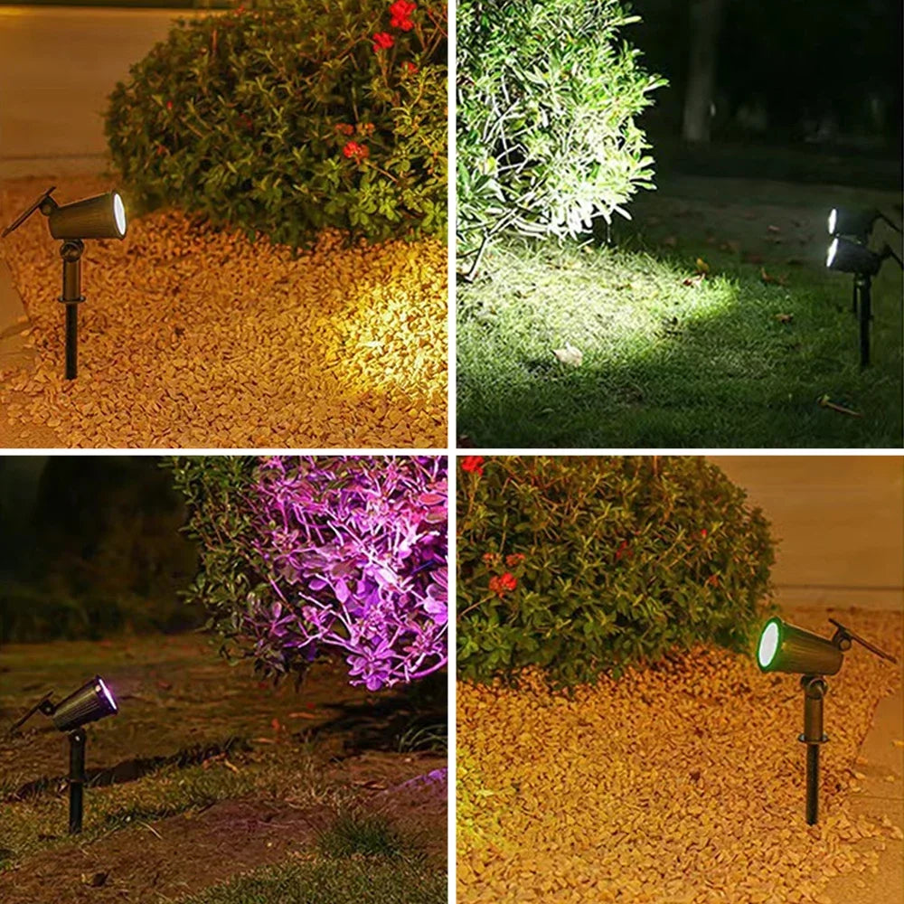 9-LED RGB Solar Spotlights – Waterproof Outdoor Landscape Lights with Adjustable Brightness for Garden, Yard & Trees