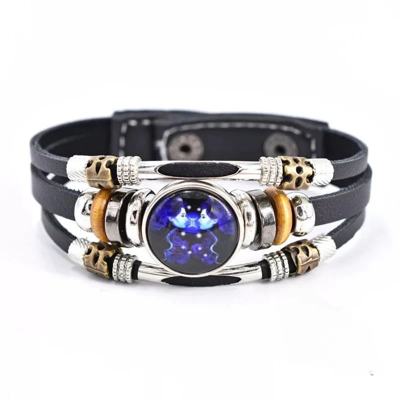 Glow-in-the-Dark Zodiac Bracelet with Retro Beaded Style for Him & Her