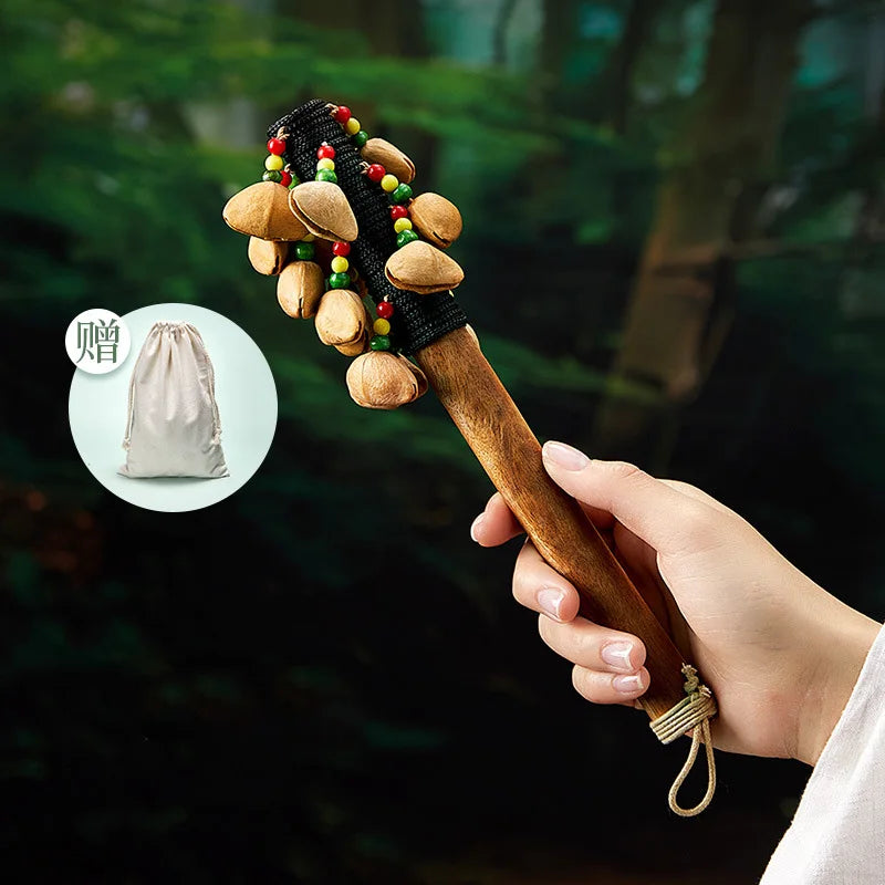 Handmade Nut Shell Handbell Bracelet – Natural Sound Healing & Yoga Instrument