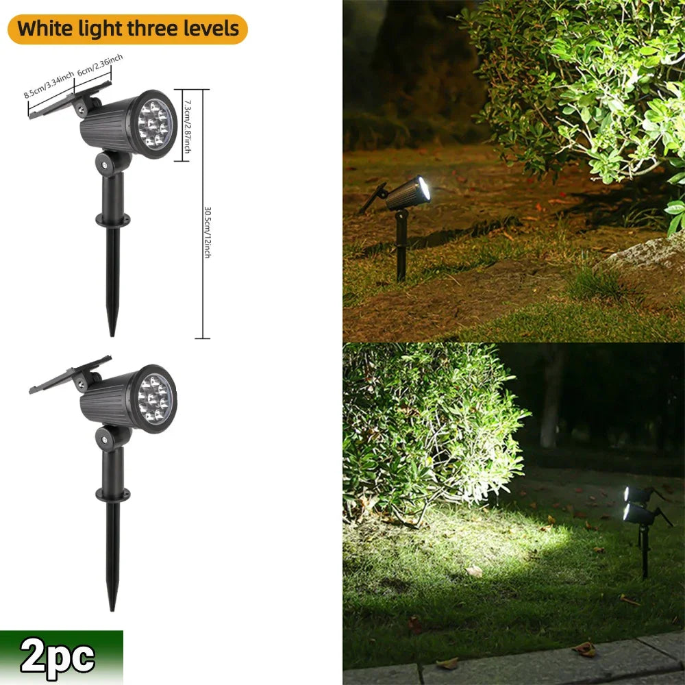 9-LED RGB Solar Spotlights – Waterproof Outdoor Landscape Lights with Adjustable Brightness for Garden, Yard & Trees