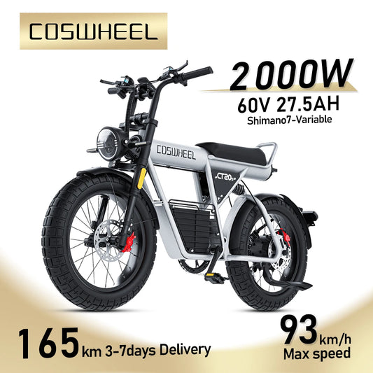 Ride Wild: 2000W Fat Tire Electric Bike with 60V Battery for Off-Road Power