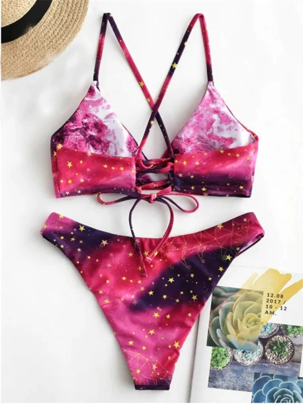 Starry Sky Reversible Bikini Set – Sexy Micro Thong Two-Piece Swimsuit for Summer Beach Vibes