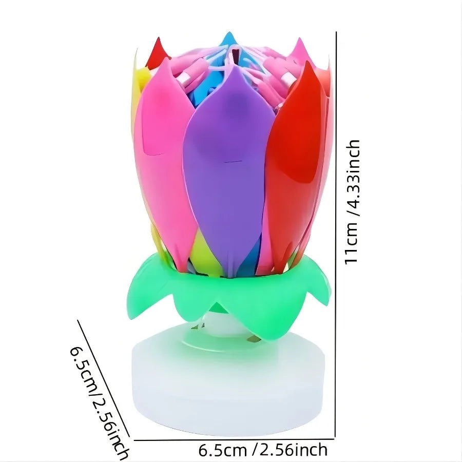 Rotating Lotus Musical Birthday Candle – Singing Flower Cake Topper with Sparkling Display