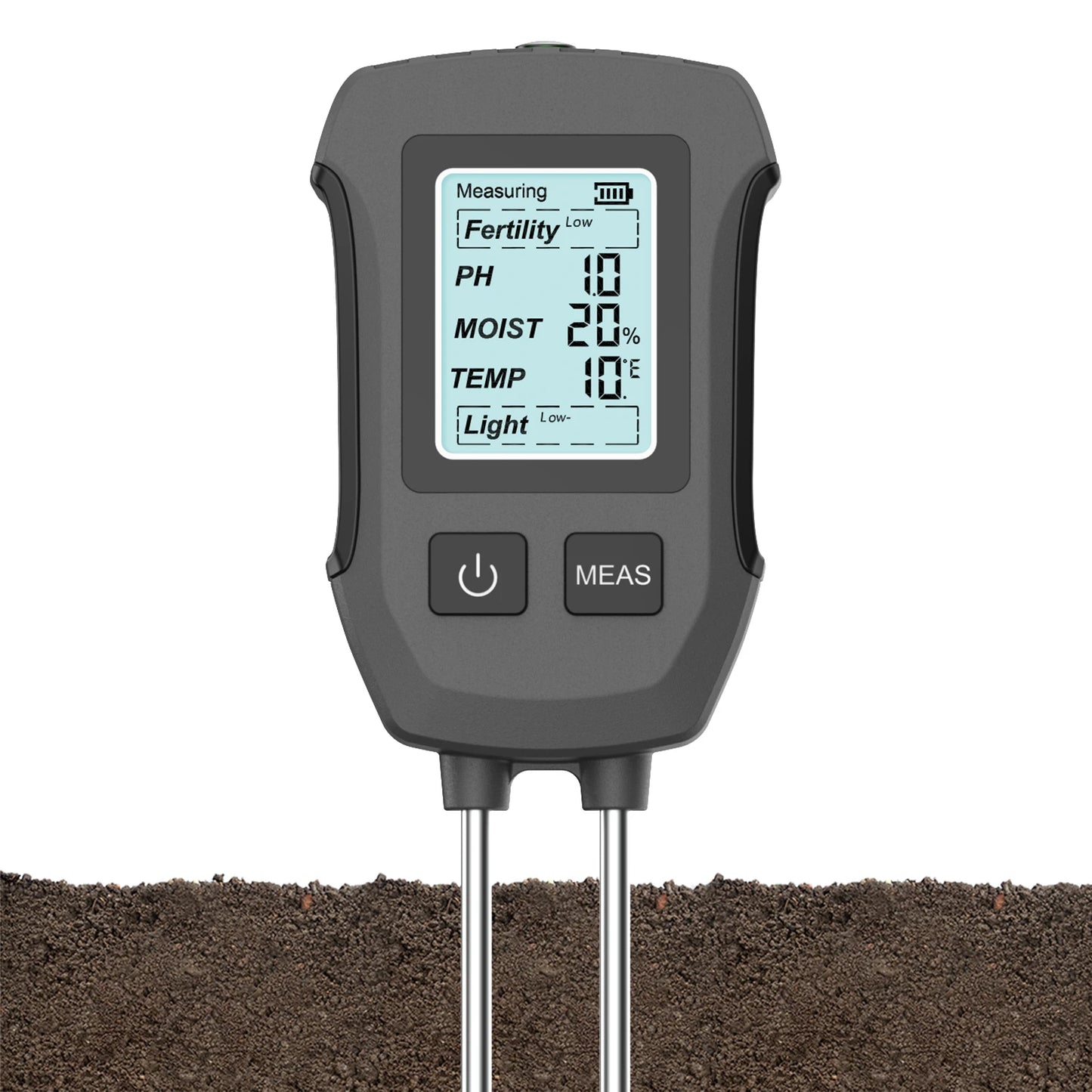 5-in-1 Digital Soil Tester with LCD Backlight – Measures pH, Moisture, Temperature, Fertility & Sunlight for Garden & Lawn