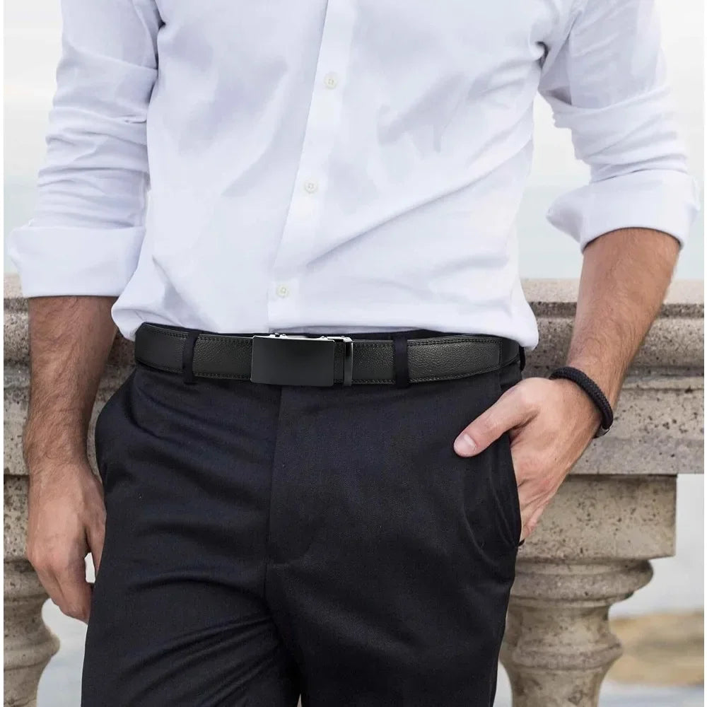 Men’s Leather Ratchet Belt – Micro-Adjustable Dress Belt for Perfect Fit with 1 3/8” Width