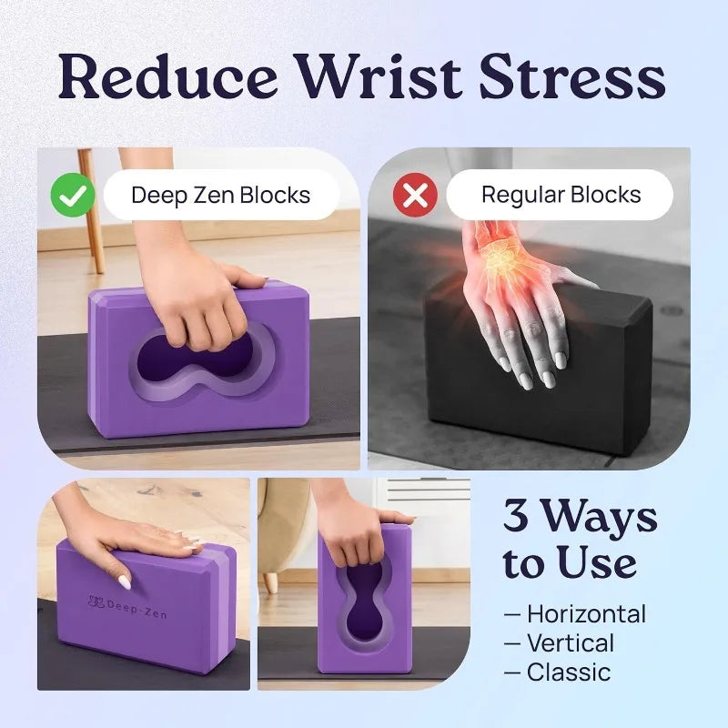 Supportive Yoga Block Set with Knee Pads & Strap – Reduce Wrist Strain, Enhance Every Pose