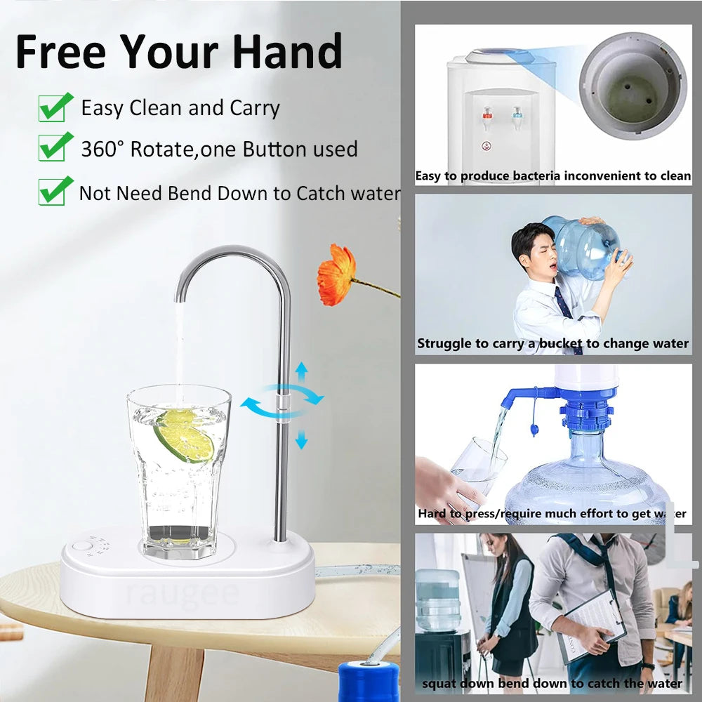 Electric Drinking Water Pump – Automatic Water Dispenser for Gallon Bottles, Portable USB Rechargeable
