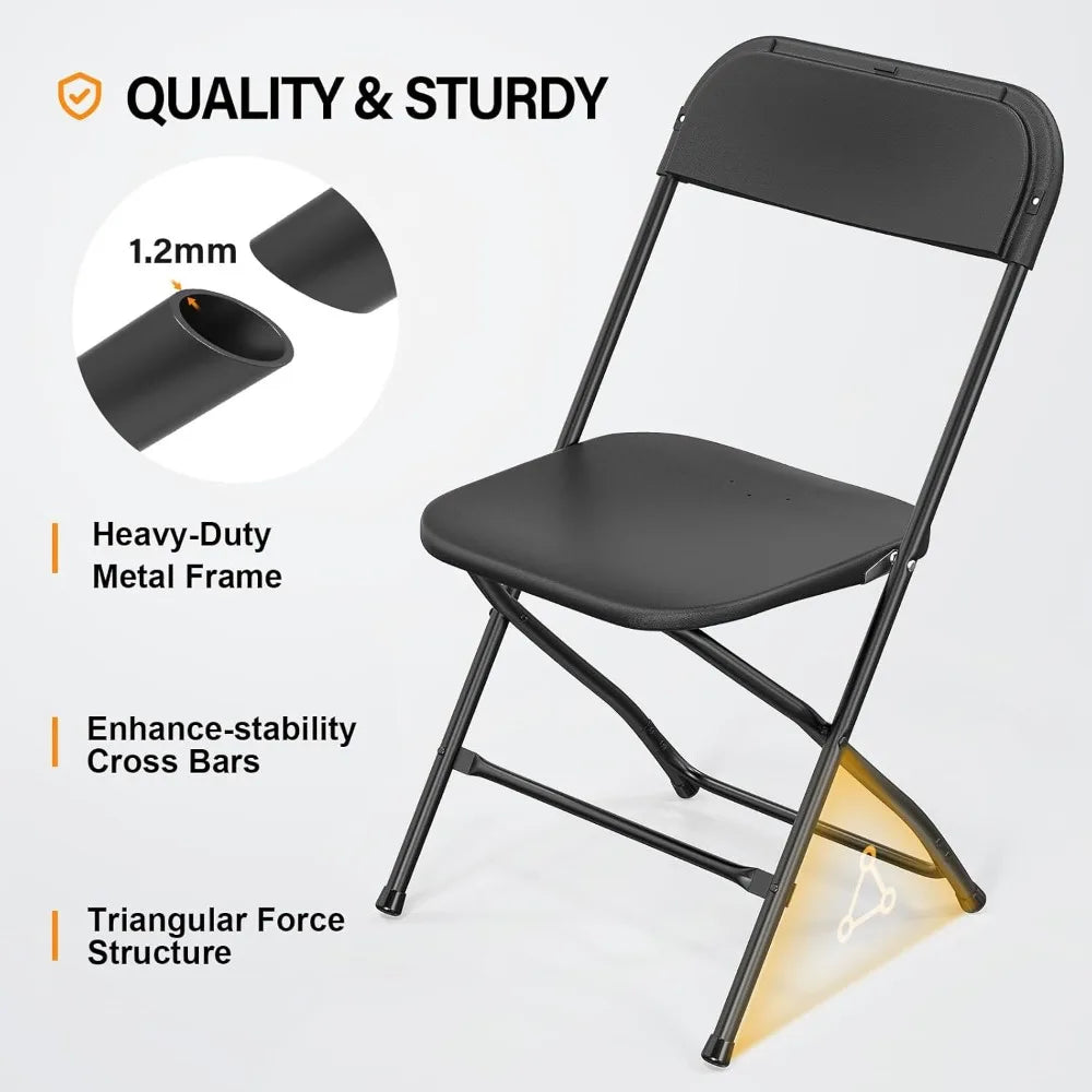 Plastic Folding Chair – Stackable Indoor/Outdoor Commercial Seat with Steel Frame & 350lb Capacity