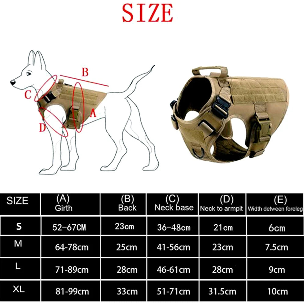 Tactical Dog Harness and Leash Set – Military Training Vest for German Shepherd, Golden Retriever & All Breeds