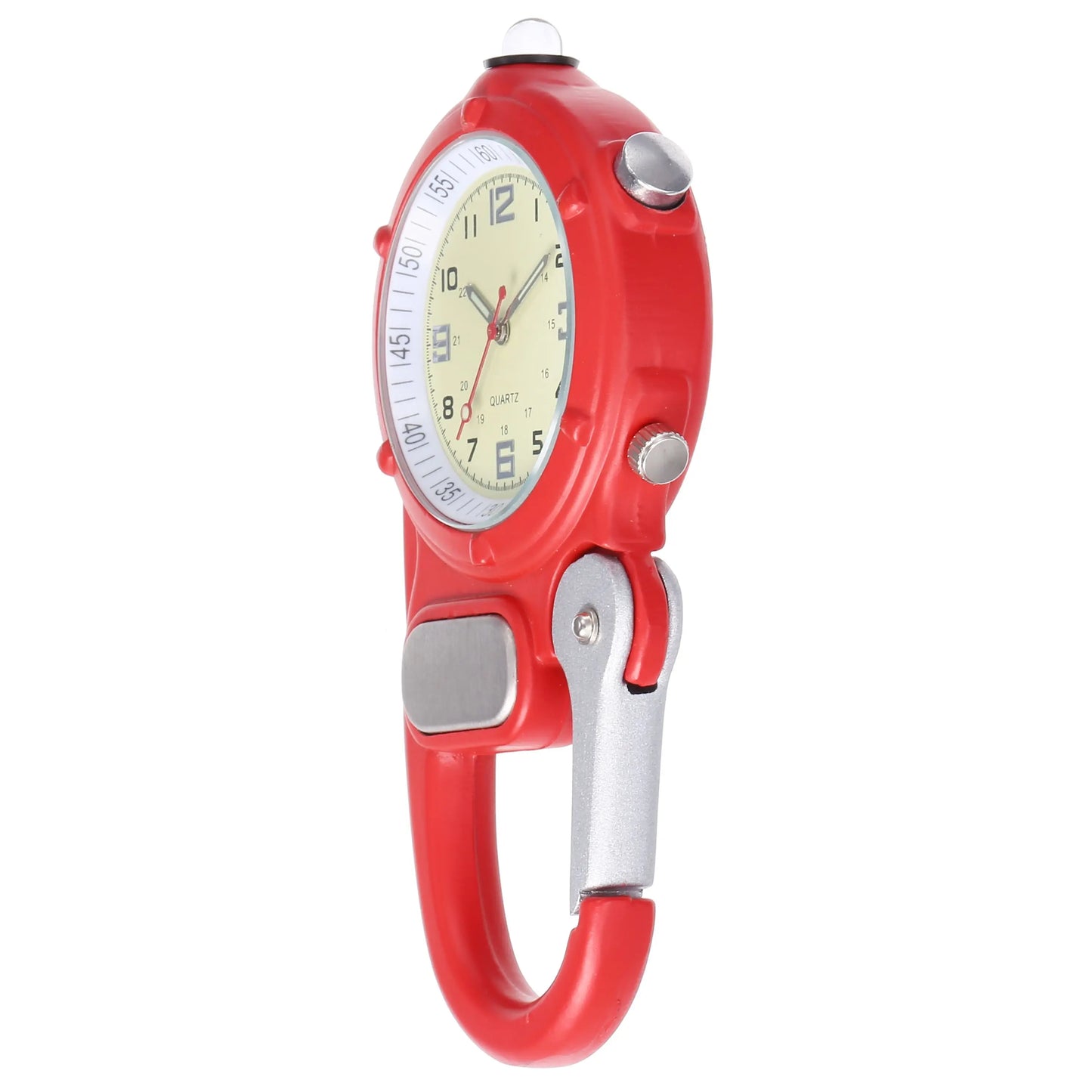 Carabiner Clip Watch with LED Light – Portable Outdoor Nurse Fob Watch for Climbing, Mountaineering & Sports