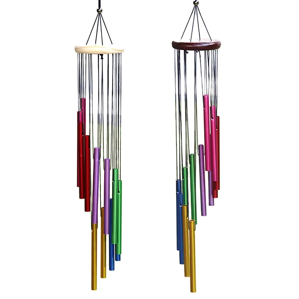 Outdoor Garden Wind Chime 12 Hollow Metal Tubes Hanging Metal Pipe Wind Chimes Bells Balcony Outdoor Yard Garden Home Decoration