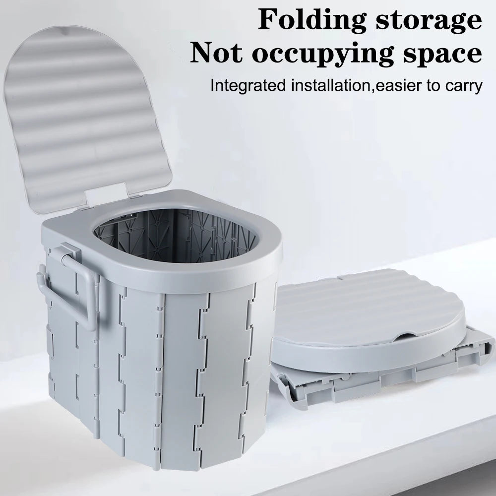 Portable Folding Travel Toilet with Lid – Compact Emergency Toilet for Camping, Cars & Outdoors