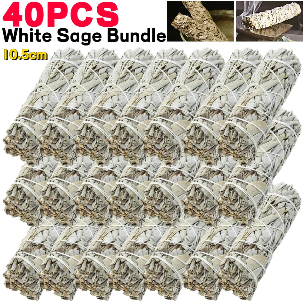 Natural White Sage Smudge Sticks (1–40 PCS) – California Pure Leaf Incense for Spiritual & Home Cleansing