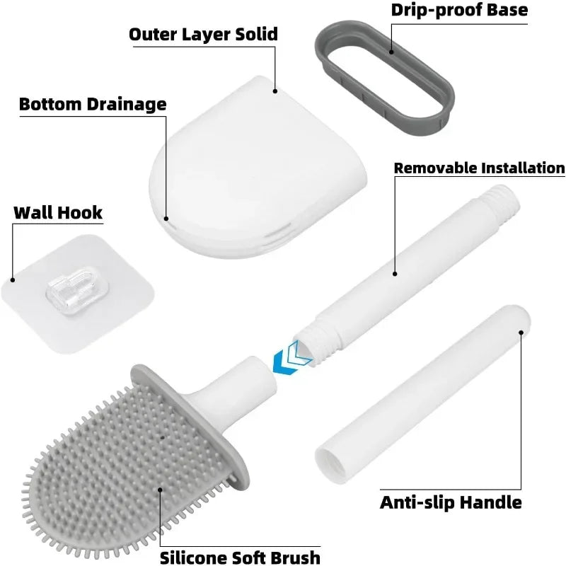 Clean Smarter: Flexible Silicone Toilet Brush with Quick-Dry Hanging Holder