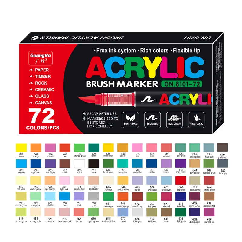 12–120 Colors Acrylic Paint Pens – Brush Tip Markers for Rock, Wood, Canvas, Stone | DIY Crafts & Christmas Gift