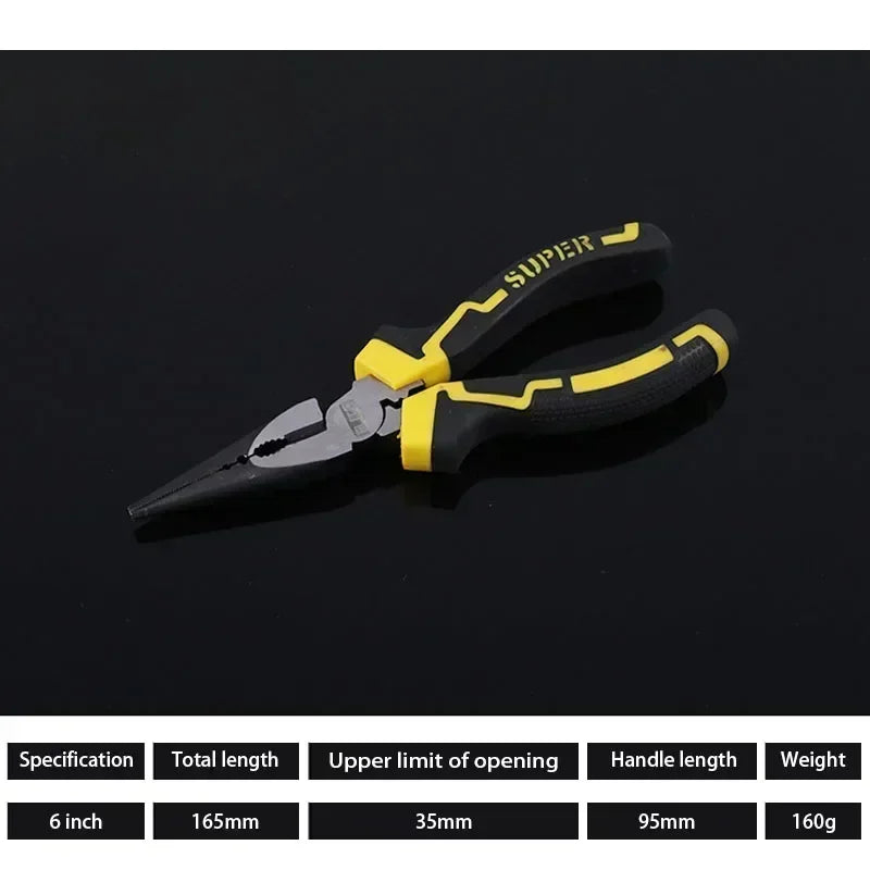 6–8 Inch Cr-V Steel Pliers – Industrial Grade Wire Cutter & Diagonal Nose Hand Tool for Electricians