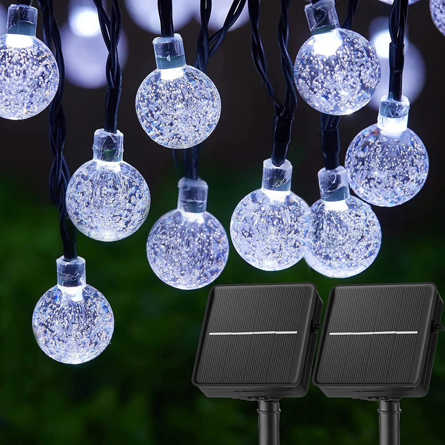 Outdoor Solar Crystal Globe String Lights – 60 LED Waterproof Lights with 8 Modes for Garden, Patio, or Party Decor