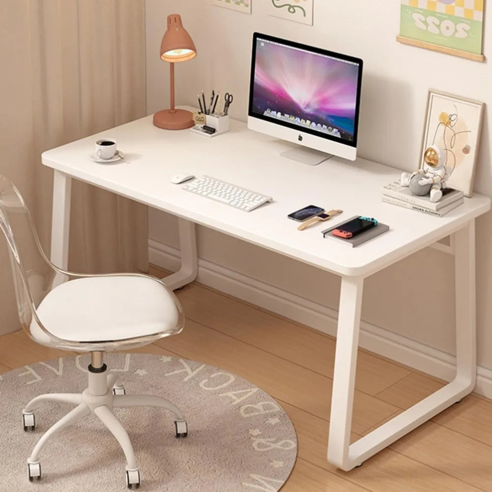 Modern 39.3" White Computer Desk – Minimalist Home Office Writing Table for Bedroom or Study Corner
