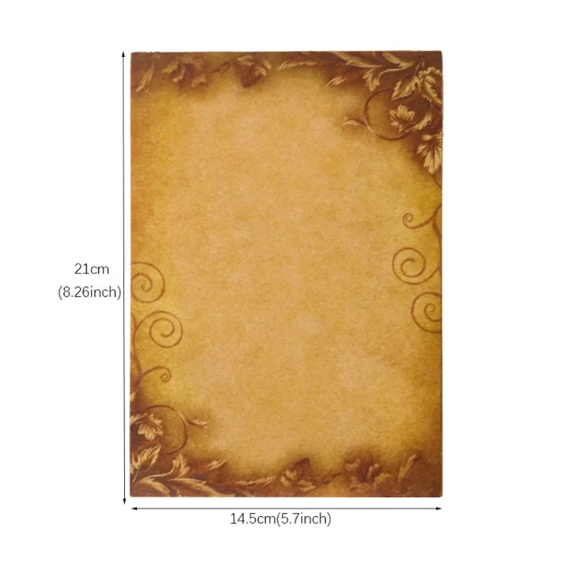 16pcs Vintage Writing Paper Old Parchment Design Kraft Paper for Invitations Gift Decorations Holiday Event Party Supplies A5