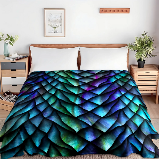 Magic Scale Pattern Flannel Throw Blanket – Soft & Warm All-Season Cozy Blanket for Couch, Bed & Gift Giving