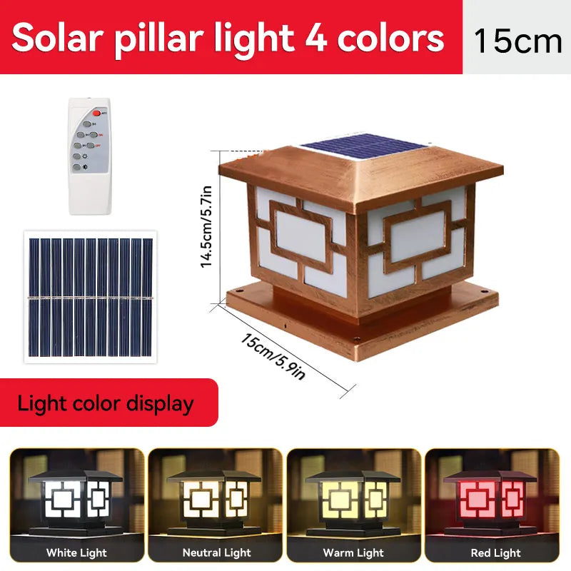 Solar Outdoor LED Column Light: Timed Dimming with Memory Function, Perfect for Garden and Patio Illumination