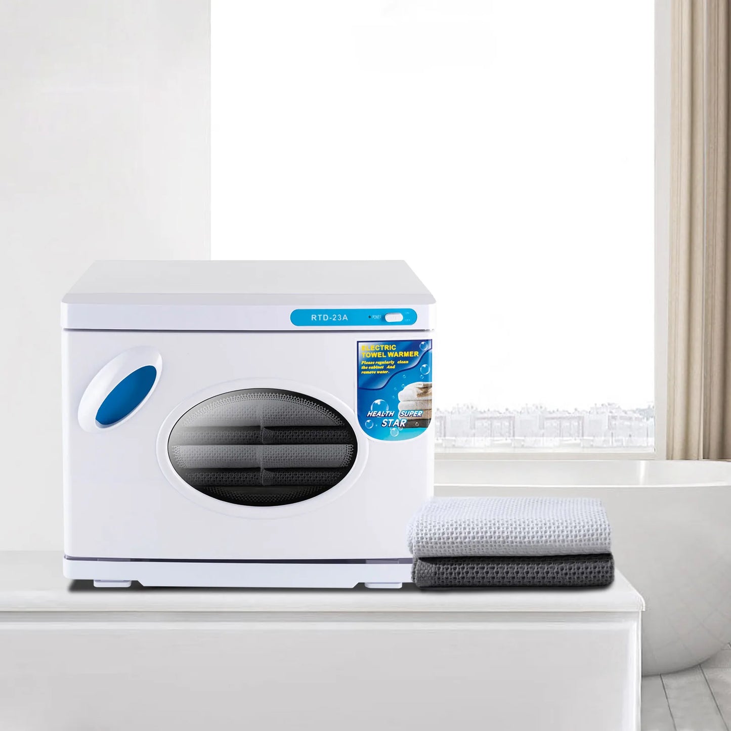 Hot Towel Warmer – Professional 23L Large Capacity Cabinet with See-Through Window (White)