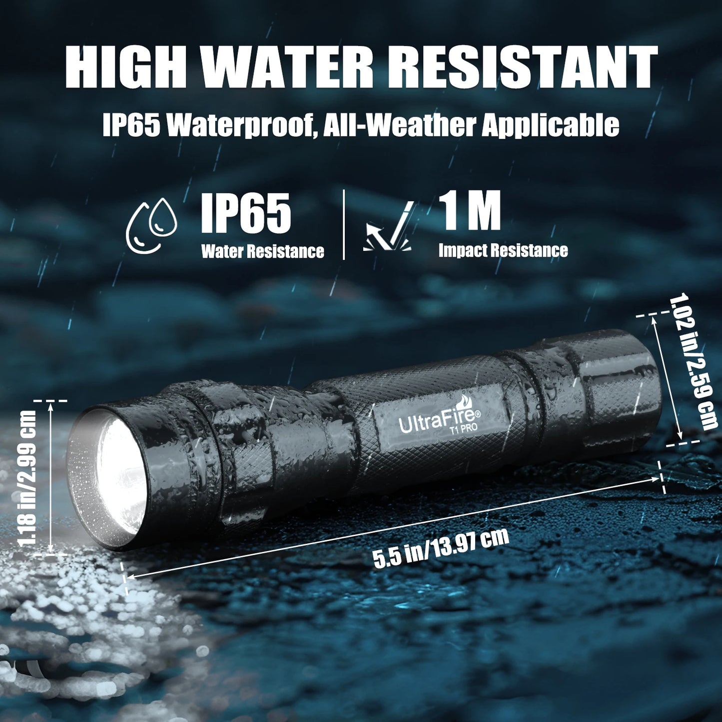 Tactical LED Flashlight – 1200LM Rechargeable Torch with USB Charging & Belt Holster