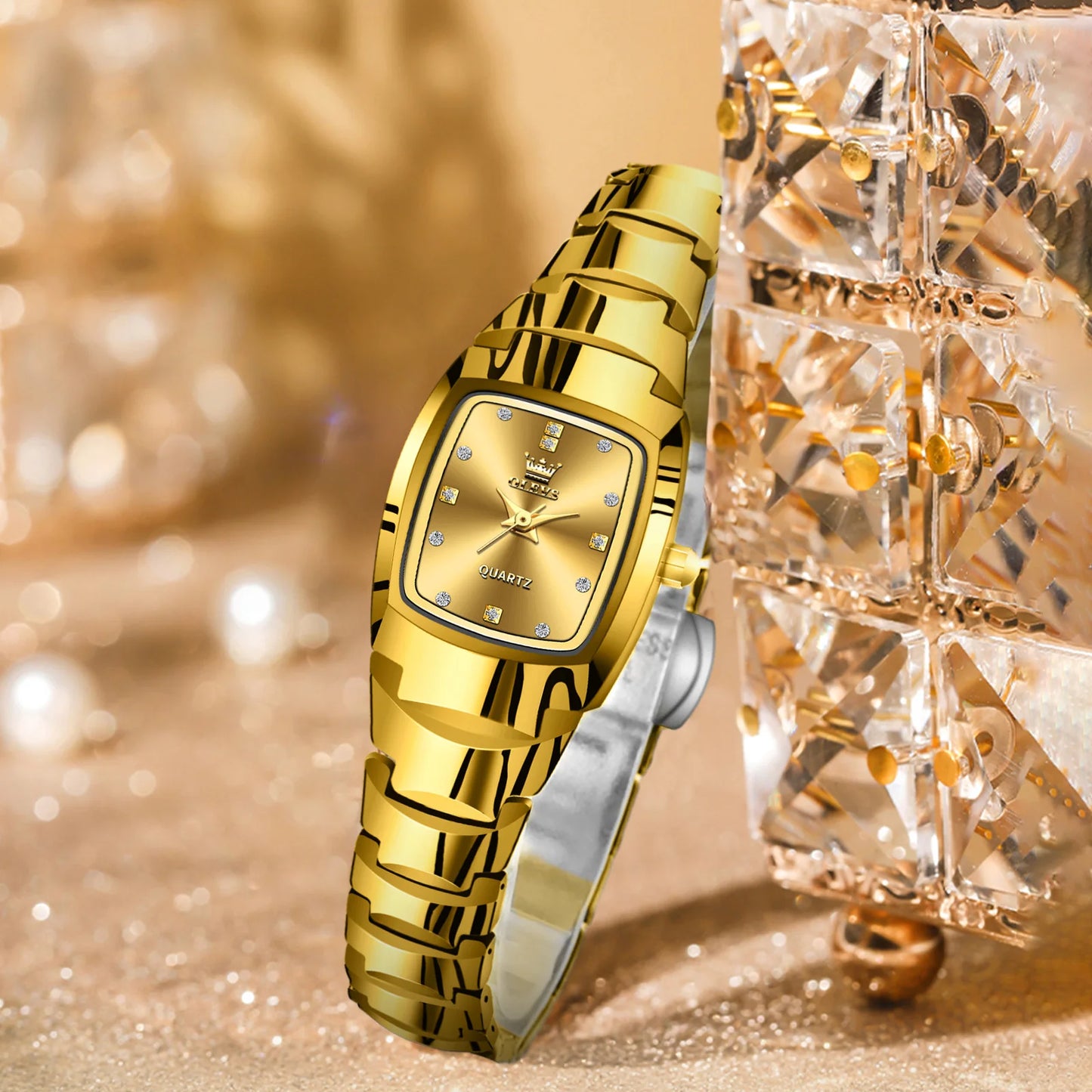 Ladies Waterproof Gold Luxury Watch – Elegant Stainless Steel Quartz Wristwatch Gift