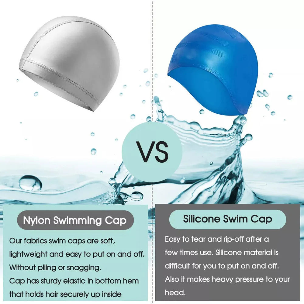 Waterproof Swimming Cap for Men & Women – Solid Color Swim Cap for Long Hair, Adult Pool Use