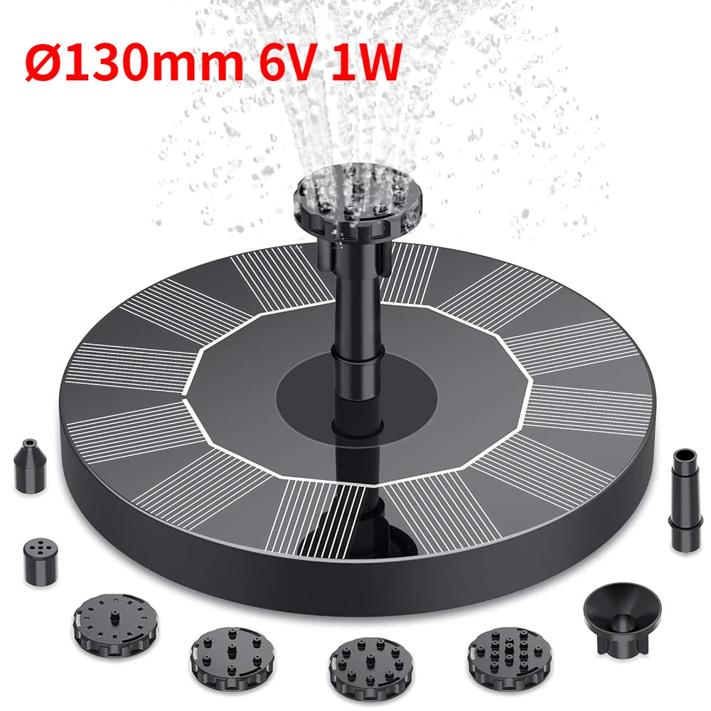 Solar Fountain Pump Kit – 1W/1.5W/2.5W Outdoor Solar Water Fountain with 6 Nozzles for Garden, Pond & Bird Bath Decor