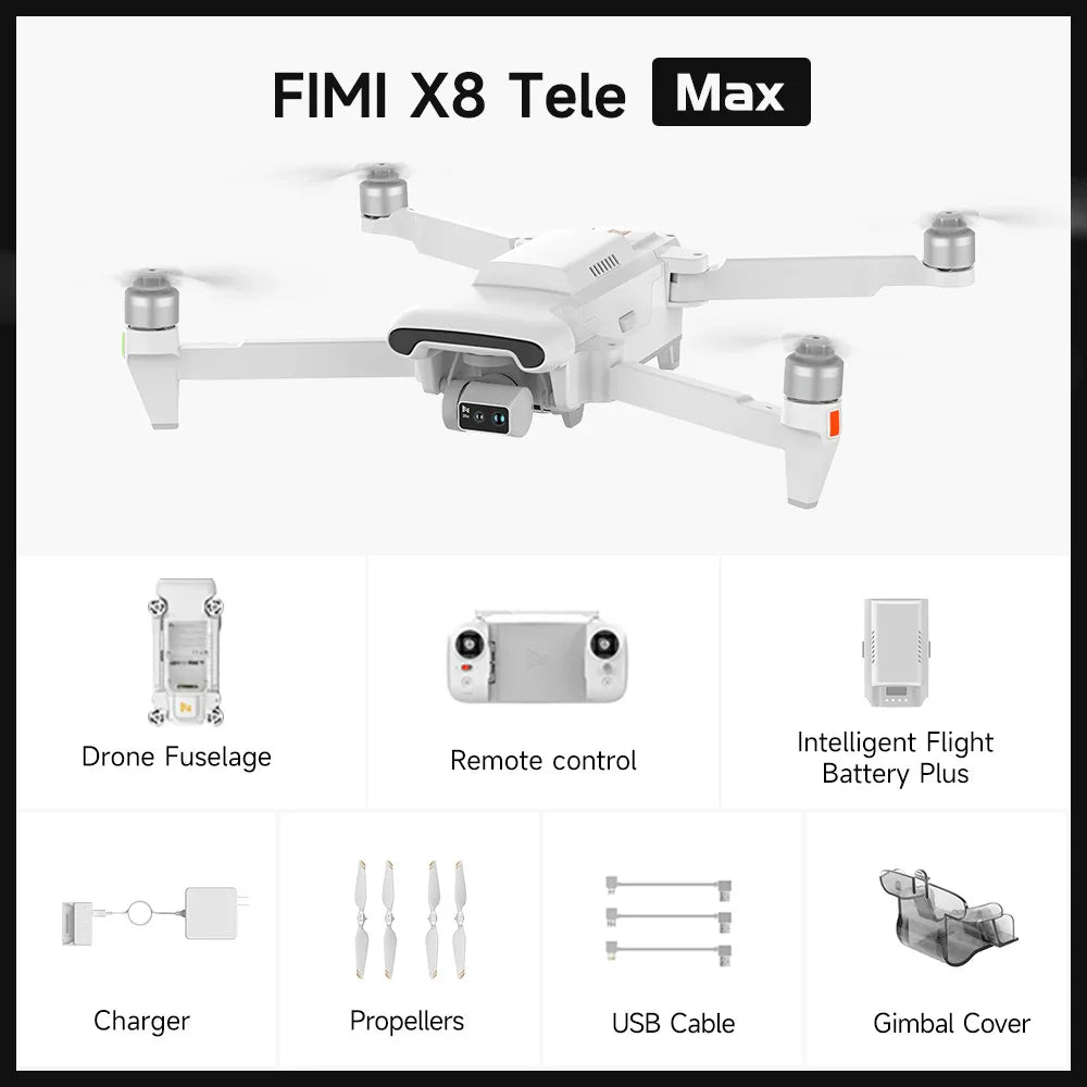 π FIMI X8 TELE MAX Drone 2025 | 4K HDR 48MP Camera | 20KM Range | 3-Axis Gimbal | Professional GPS Quadcopter