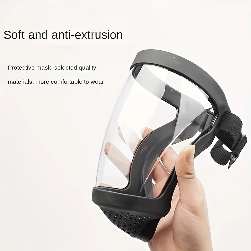 Adjustable Safety Face Shield – Reusable Full Face Protection for Men & Women (Black, 1-Pack)