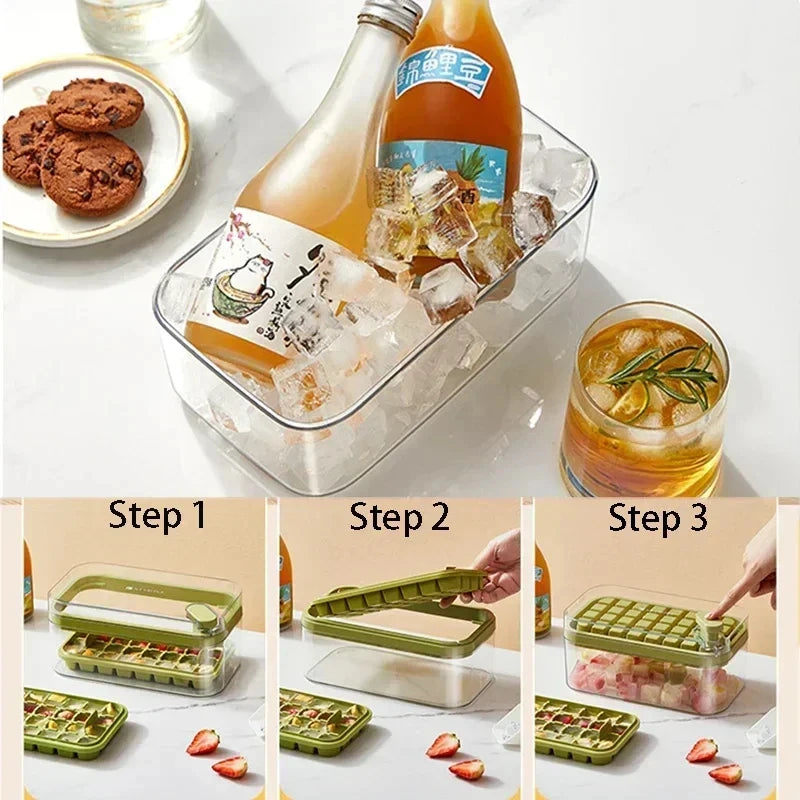 One-Touch Ice Tray with Lid – Easy-Release, Large Capacity & Food-Grade Safe