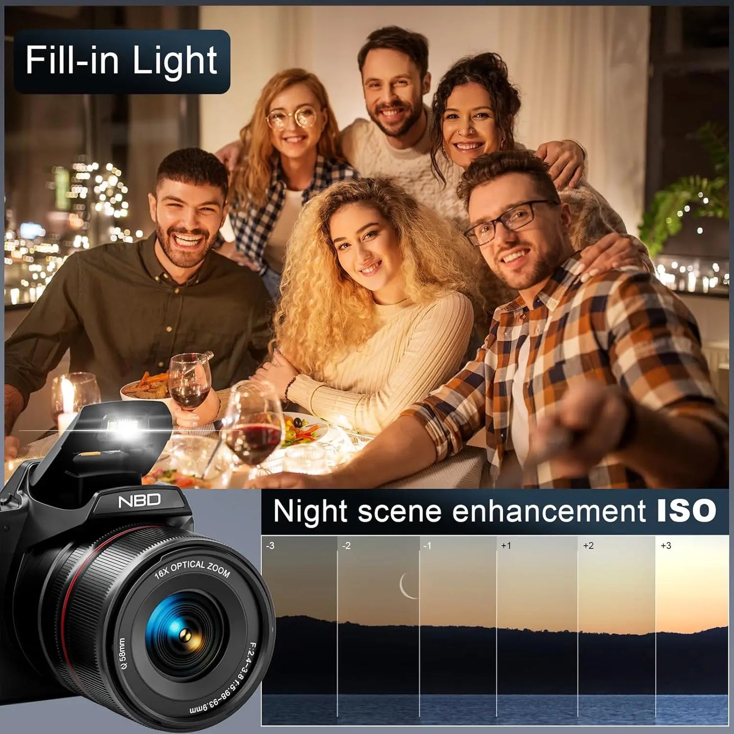 5K Digital Camera with 16X Optical Zoom – WiFi Vlogging Camera with App Control & 180° Flip Screen