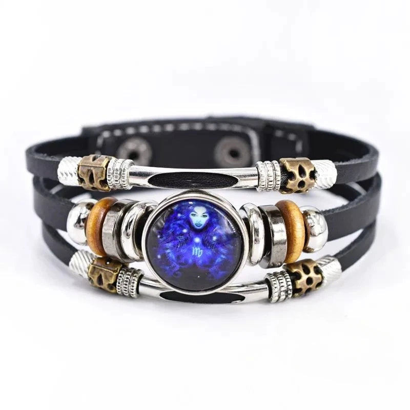 Glow-in-the-Dark Zodiac Bracelet with Retro Beaded Style for Him & Her