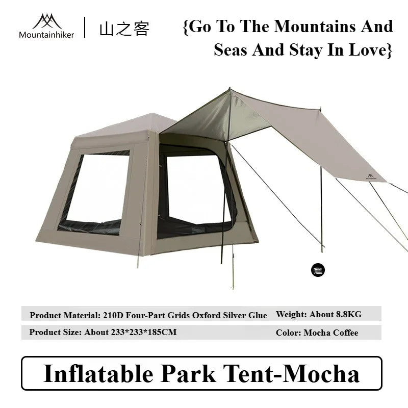 ποΈ MOUNTAINHIKER Inflatable Cottage Tent β Spacious 3β4 Person Quick-Setup Camping Shelter with Canopy